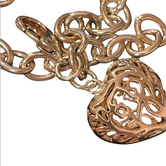 Sterling silver puffy heart large link bracelet - Picture 2 of 4